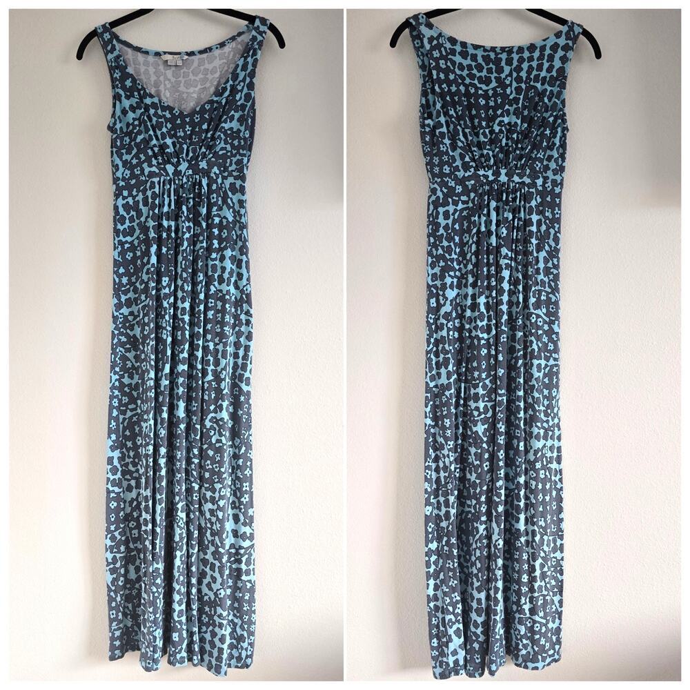 Boden Floral Print Jersey Maxi Tank Dress Blue Gray US 4P Retro Cottagecore Boho
